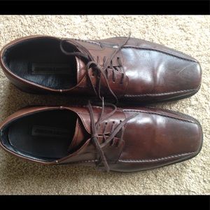 Brown Johnston & Murphy shoes.